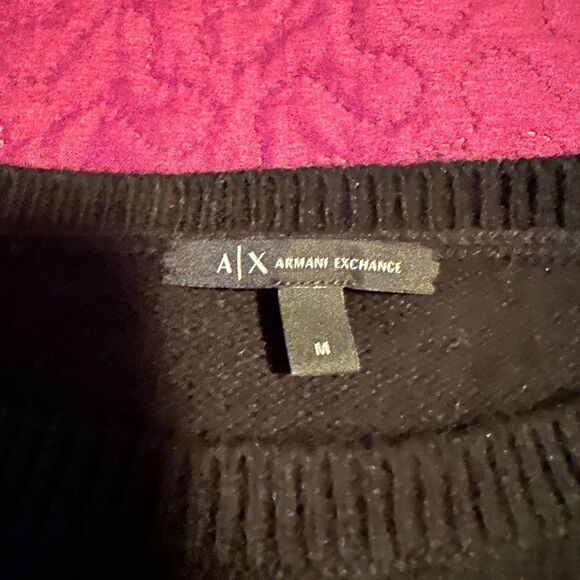 Armani Exchange Black Cursive Logo Knit Sweater In Black - Women's Size Medium - Picture 6 of 9